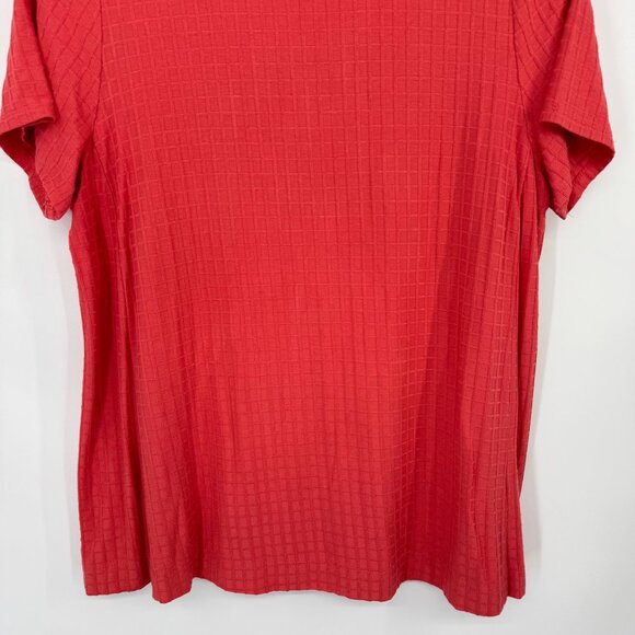 J. Jill Wearever  coral Short Sleeve Textured Knit Top Womens size Medium - Picture 5 of 13